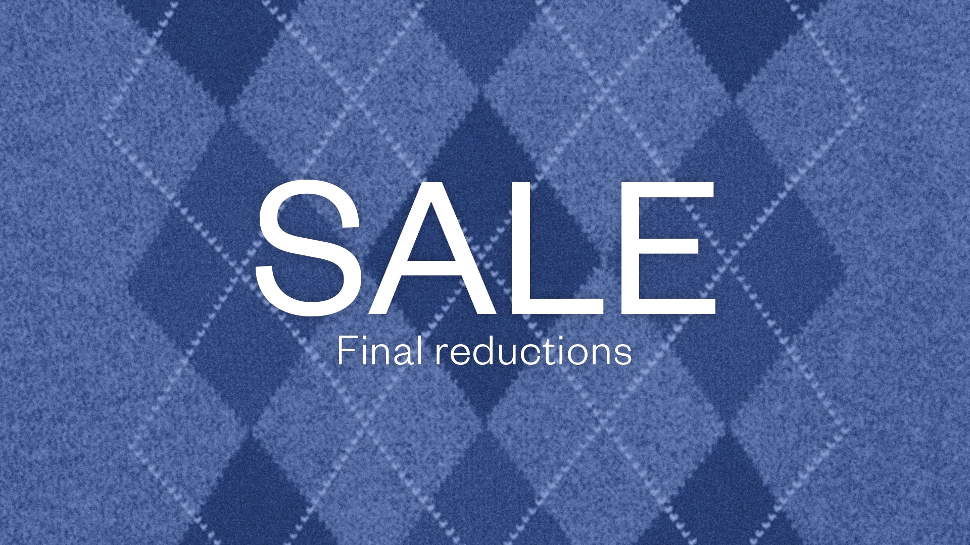 Homepage banner featuring SALE on argyle background from Pringle