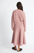 Pringle of Scotland Women's Cashmere Blend Midi Skirt In Dusty Pink rear view