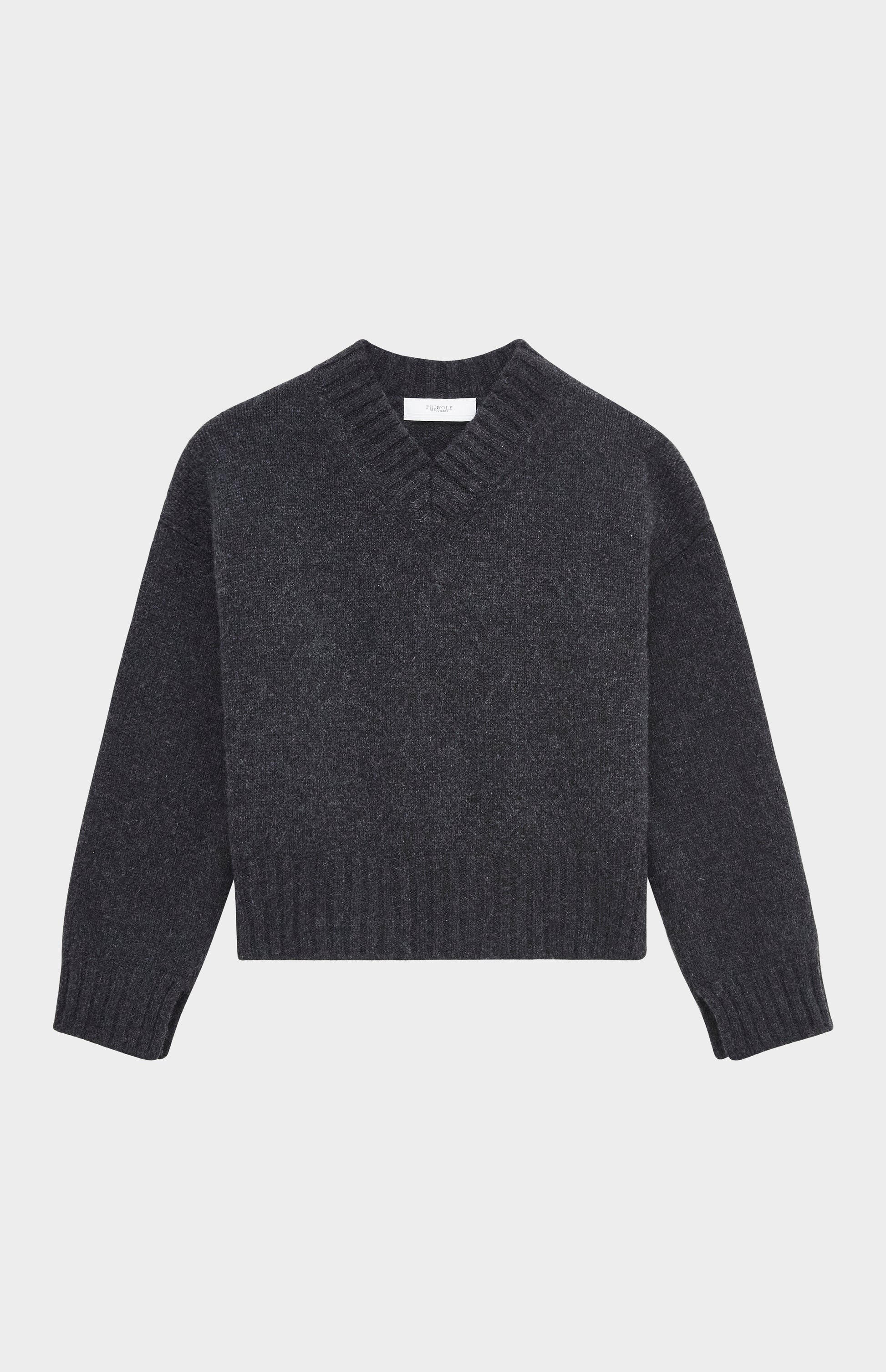 Pringle of Scotland Women's V Neck Chunky Cashmere Jumper In Charcoal