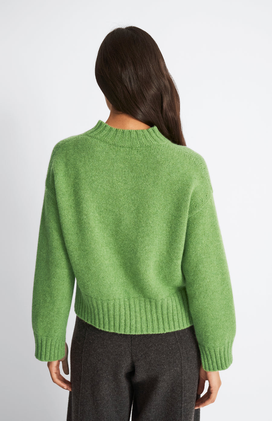 Pringle of Scotland Women's V Neck Cosy Cashmere Jumper In Wood Sage rear view
