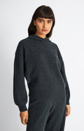 Pringle of Scotland Women's Cashmere Blend Hoodie In Charcoal on  model