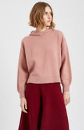 Pringle of Scotland Women's Cashmere Blend Hoodie In Dusty Pink on model full length