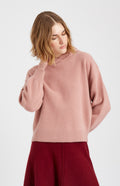 Pringle of Scotland Women's Cashmere Blend Hoodie In Dusty Pink on model