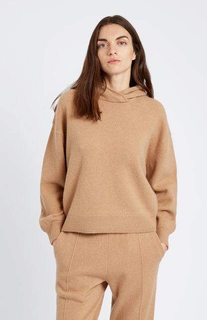 Women's Cashmere Blend Hoodie In Camel