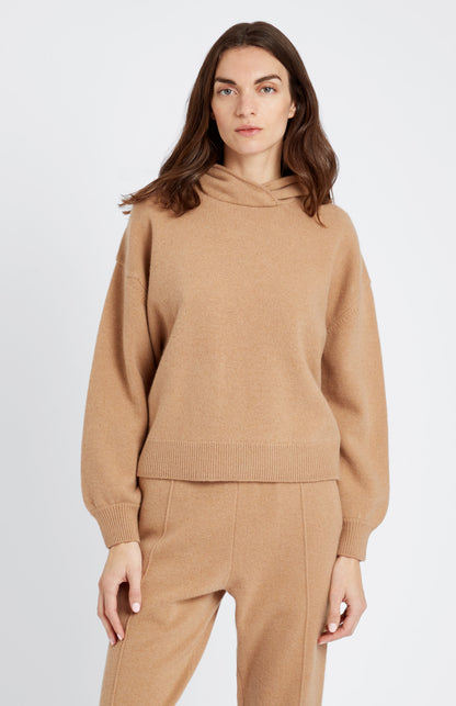 Women's Cashmere Blend Hoodie In Camel