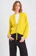 Women's Lightweight Cashmere Open Cardigan With Tie In Bright Yellow