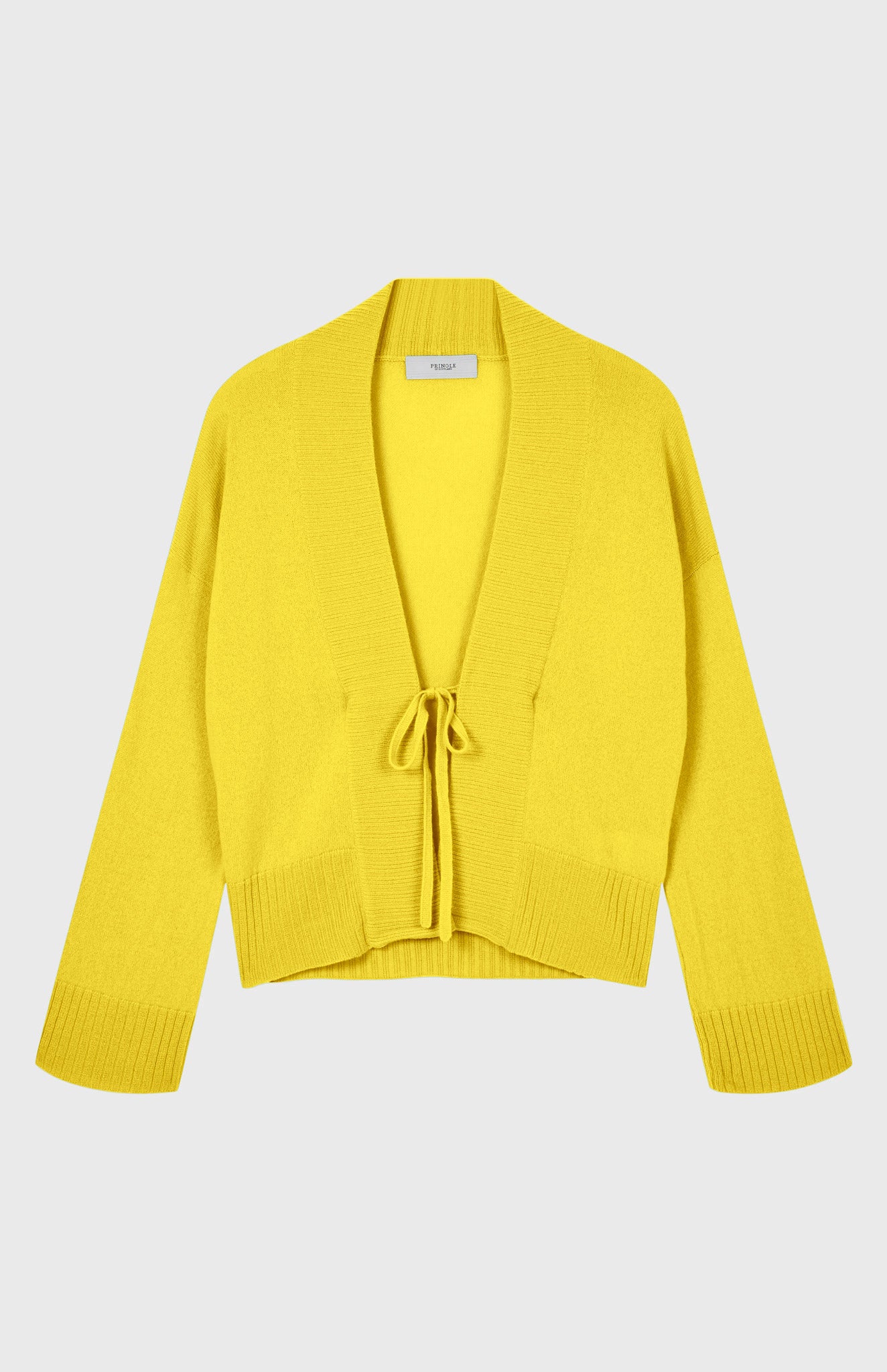 Women's Lightweight Cashmere Open Cardigan With Tie In Bright Yellow