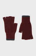 Cashmere Fingerless Gloves in Dark Claret and Charcoal - Pringle of Scotland