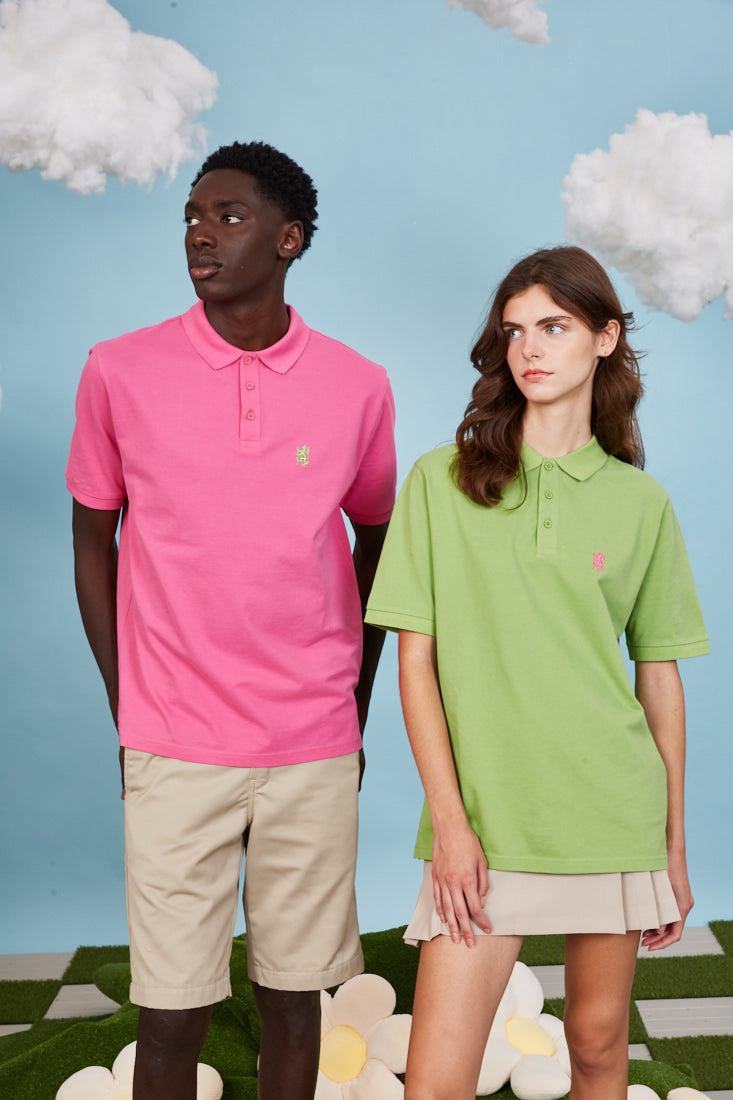 Heritage Golf Cotton Polo Shirt In Field Green on models - Pringle of Scotland
