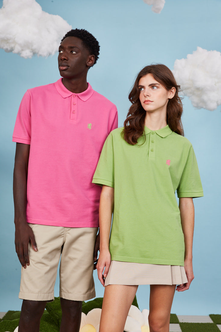 Heritage Golf Cotton Polo Shirt In Heather Pink on male model - Pringle of Scotland
