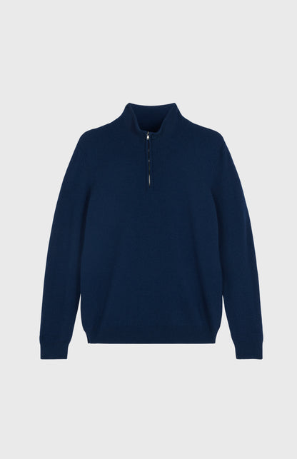 Pringle of Scotland Men's Zip Neck Cashmere Jumper In Altantic Blue