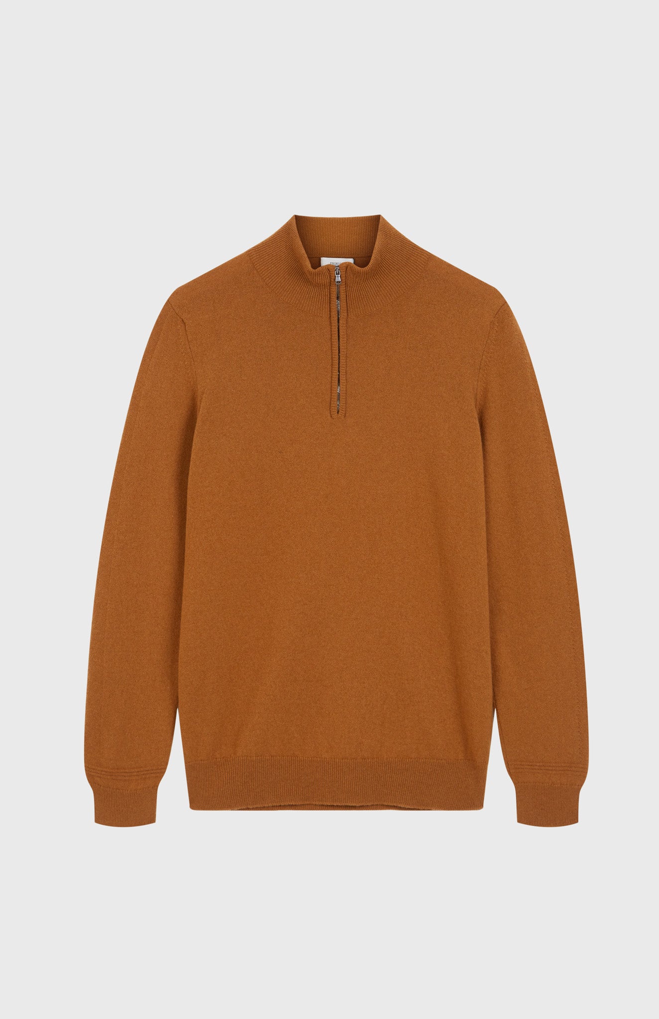 Zip Neck Cashmere Jumper In Vicuna flat shot - Pringle of Scotland