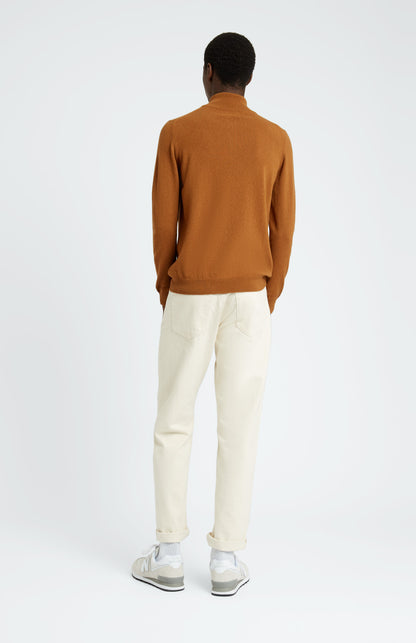 Zip Neck Cashmere Jumper In Vicuna rear view - Pringle of Scotland