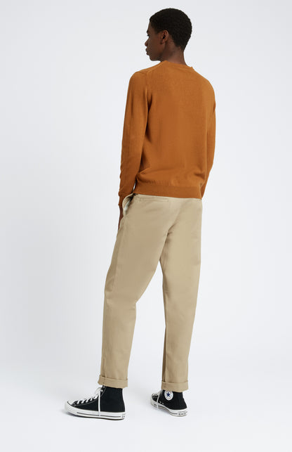 Men's Round Neck Cashmere Jumper In Vicuna rear view - Pringle of Scotland