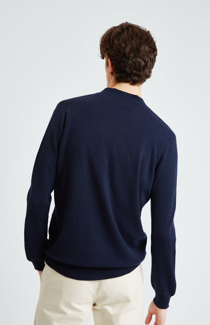 Men's Navy Cashmere Cardigan rear view - Pringle of Scotland