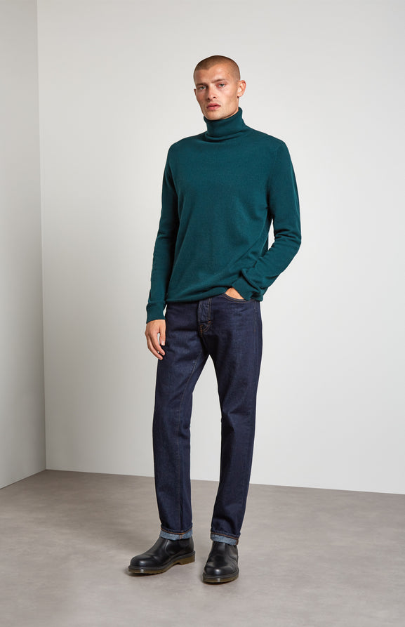 Cashmere Roll Neck Jumper In Green