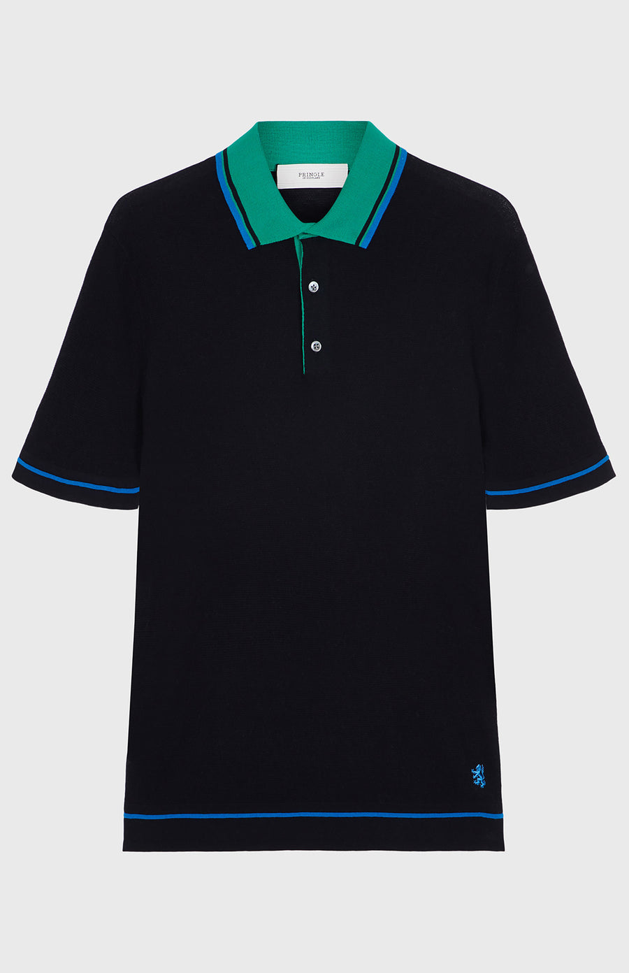 Contrast Tipped Polo Shirt In Ink/Grass