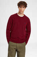 Round Neck Lion Lambswool Jumper In Burgundy - Pringle of Scotland