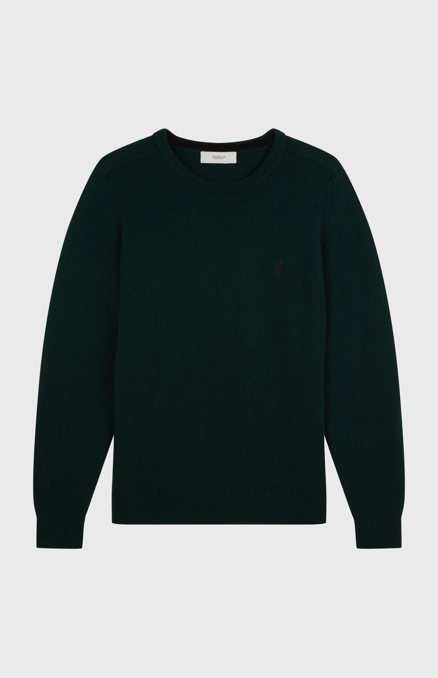Round Neck Lion Lambswool Jumper In Evergreen flat shot - Pringle of Scotland