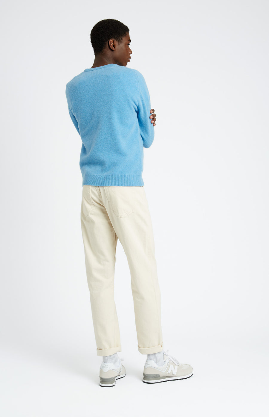 Pringle of Scotland Round Neck Lion Lambswool Jumper In Azure & Ink rear view