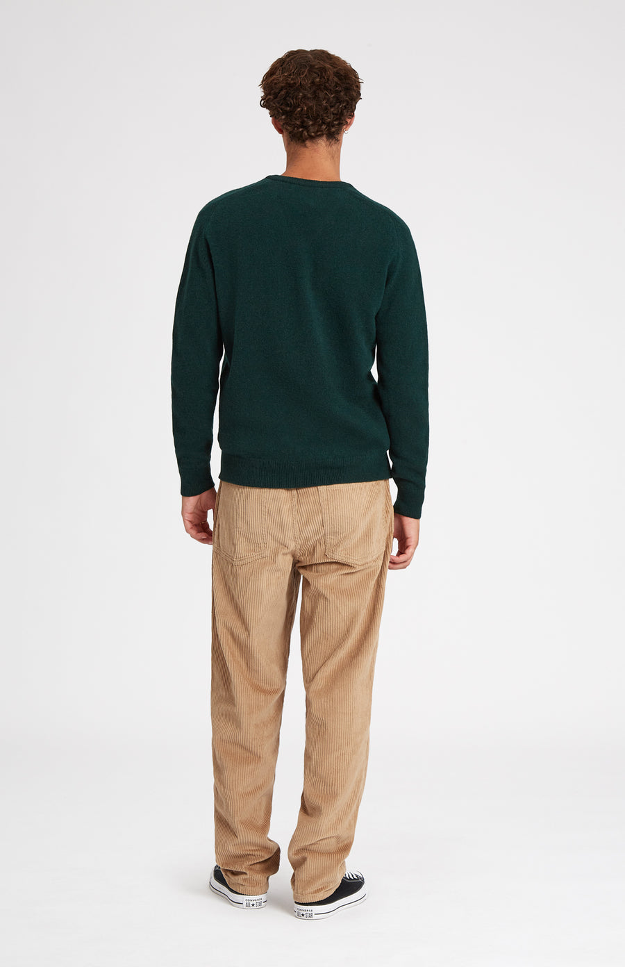 V Neck Lambswool Jumper In Evergreen rear view - Pringle of Scotland