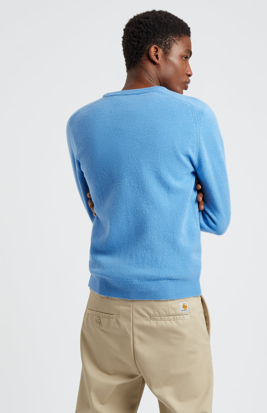 Pringle of Scotland V Neck Lion Lambswool Jumper In Azure & Ink rear view