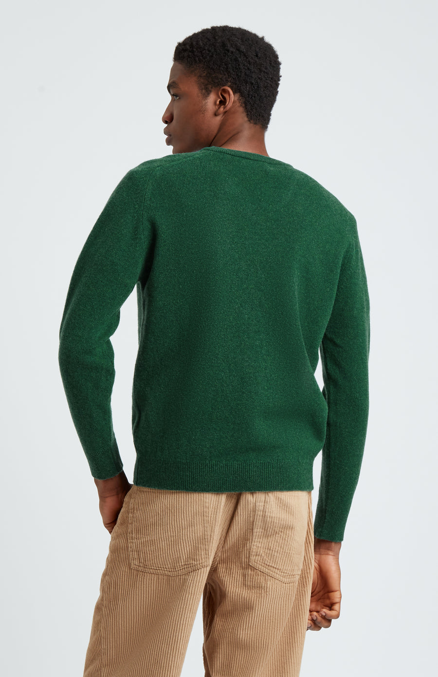 Pringle of Scotland V Neck Lion Lambswool Jumper In Forest Green rear view