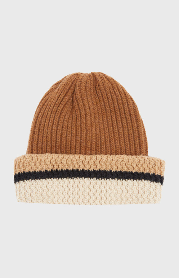 Beanie With Allover Chunky Cardigan Rib In Vicuna