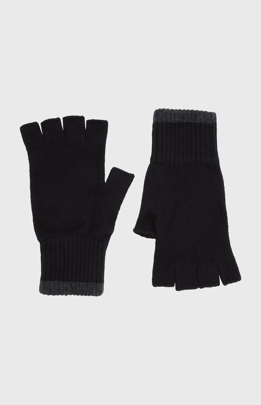 Cashmere Fingerless Gloves in Black and Charcoal - Pringle of Scotland