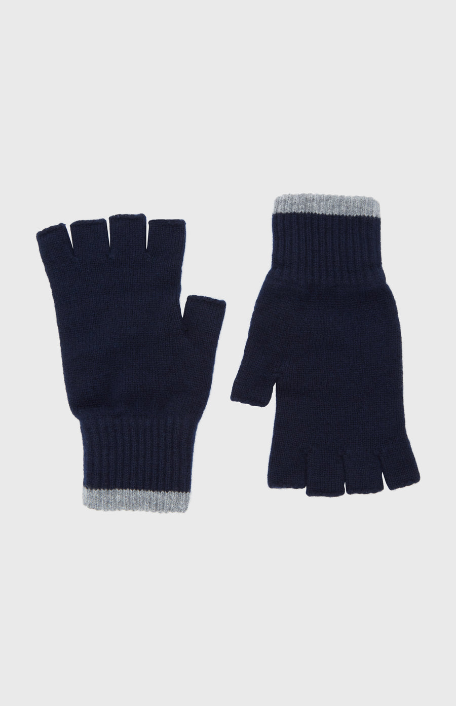 Cashmere Fingerless Gloves in Ink and Flannel Grey - Pringle of Scotland