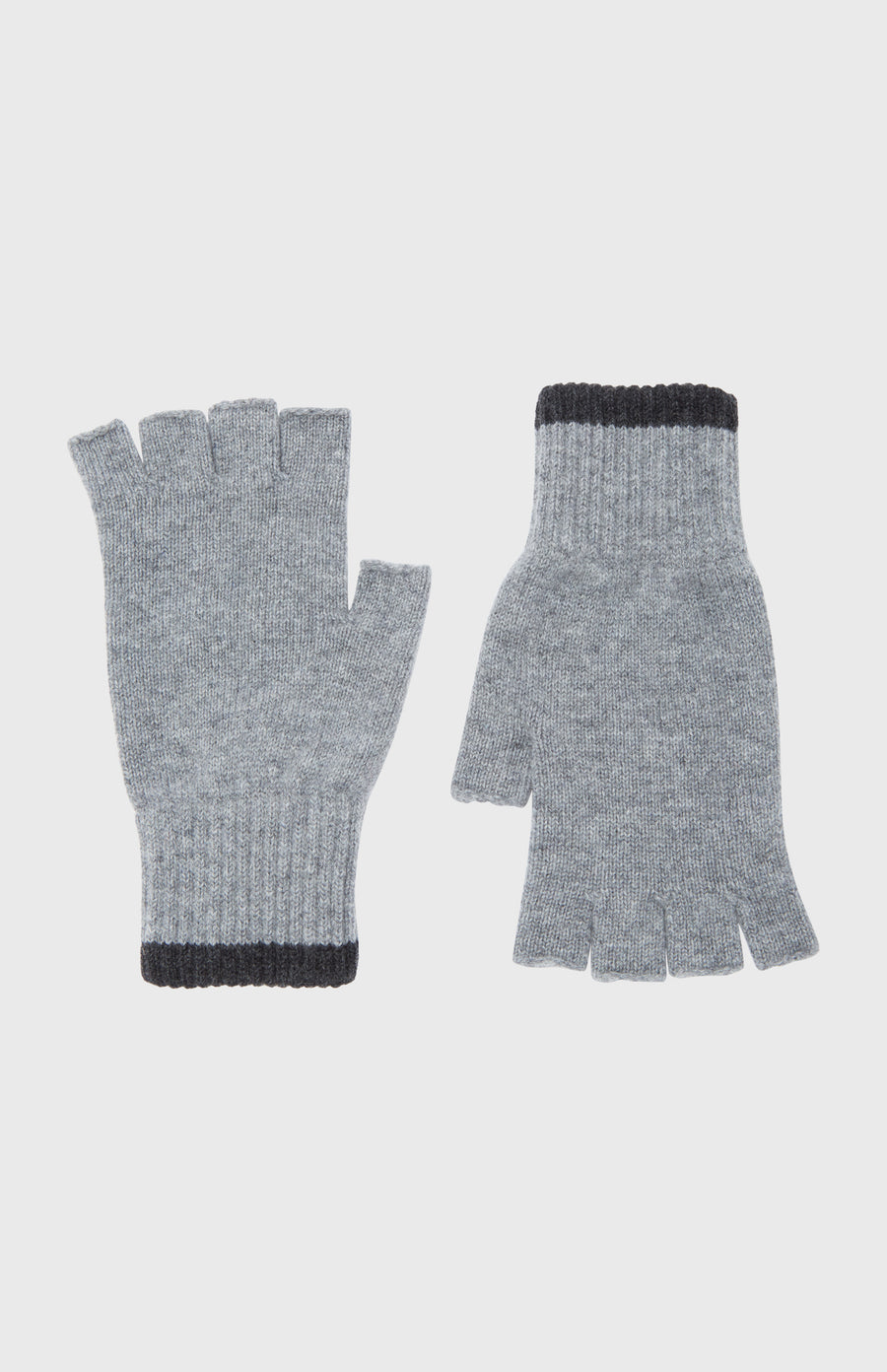 Cashmere Fingerless Gloves in Flannel Grey and Charcoal - Pringle of Scotland