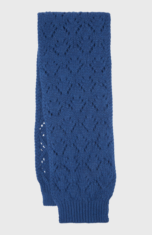 Allover Diamond Eyelet Stitch Scarf In Storm Blue Melange