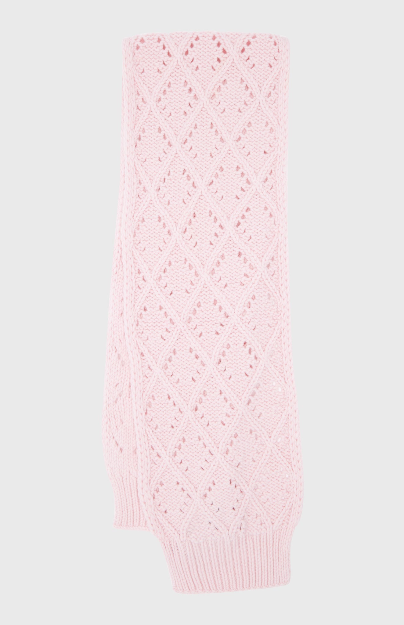 Allover Diamond Eyelet Stitch Scarf In Powder Pink