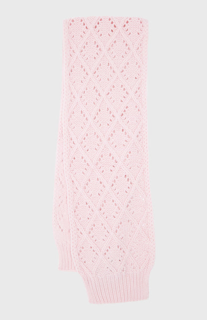 Allover Diamond Eyelet Stitch Scarf In Powder Pink