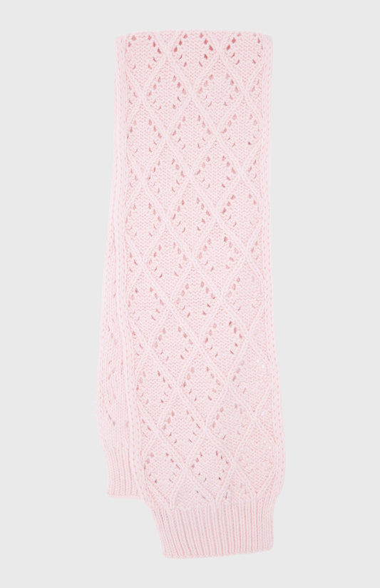 Allover Diamond Eyelet Stitch Scarf In Powder Pink