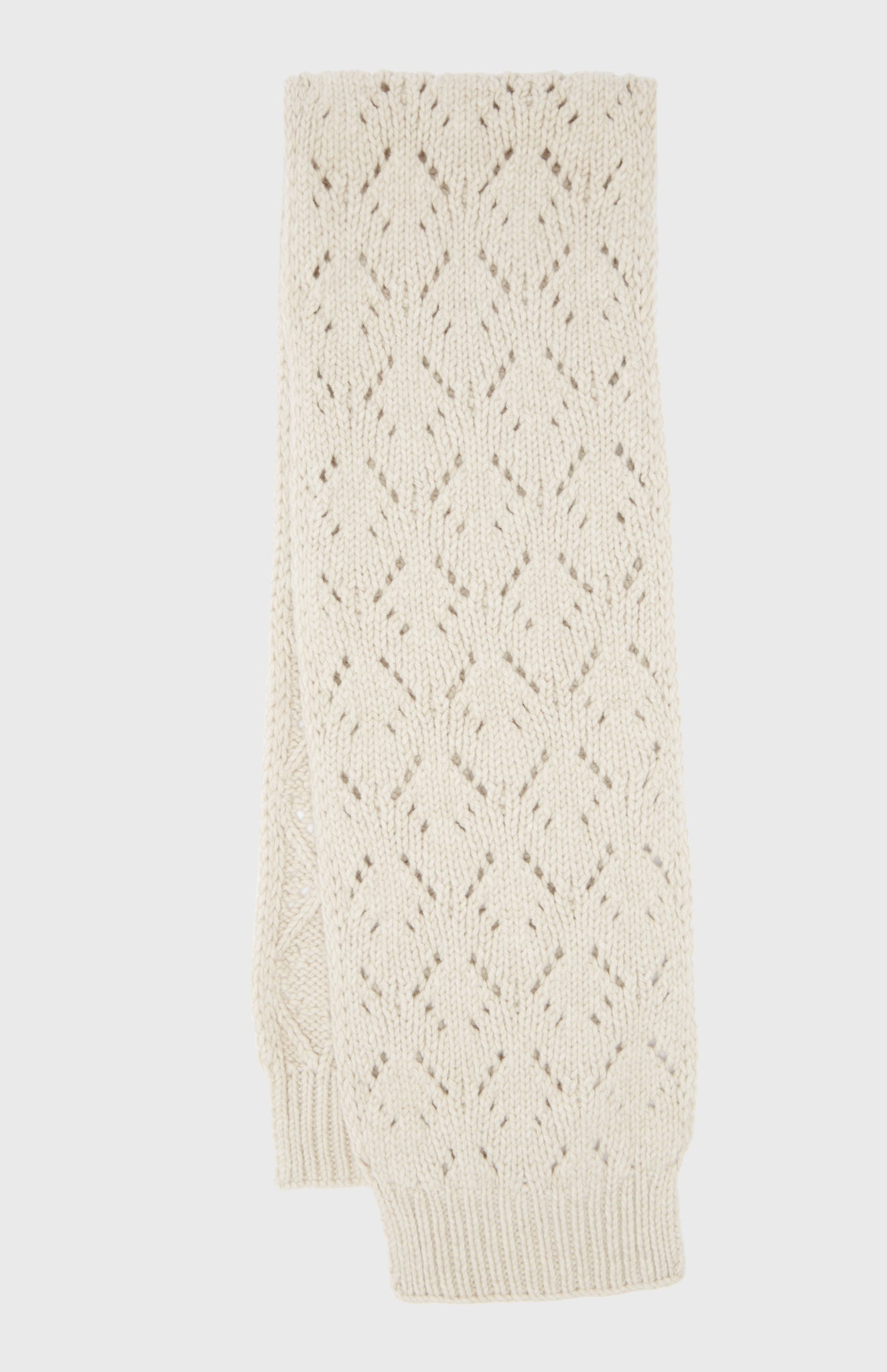 Allover Diamond Eyelet Stitch Scarf In Light Oatmeal