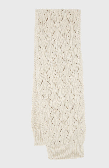 Allover Diamond Eyelet Stitch Scarf In Light Oatmeal