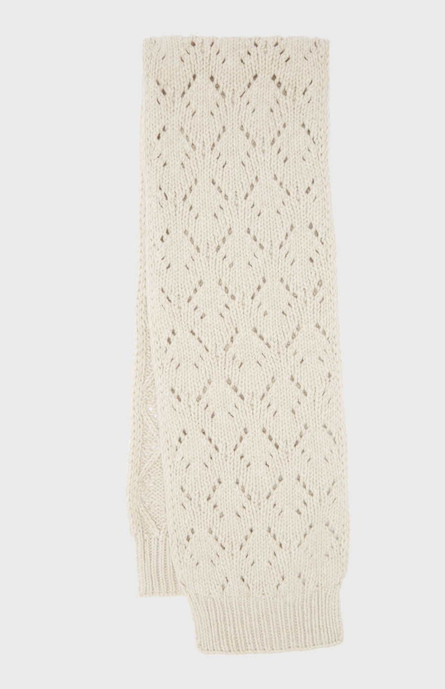 Allover Diamond Eyelet Stitch Scarf In Light Oatmeal