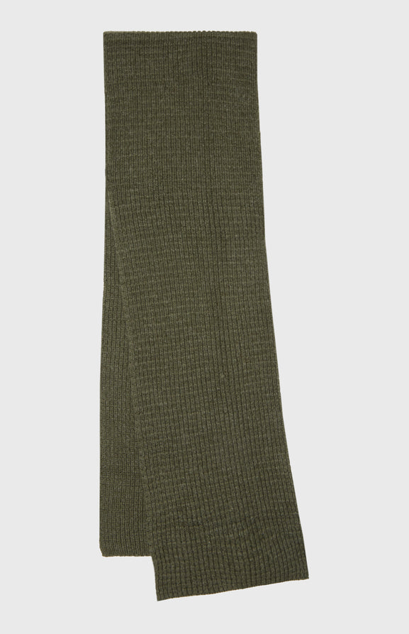 Cosy Cashmere Scarf In A Waffle Stitch In Khaki