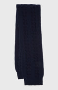 Rib and Cable Wool Scarf in Navy - Pringle of Scotland