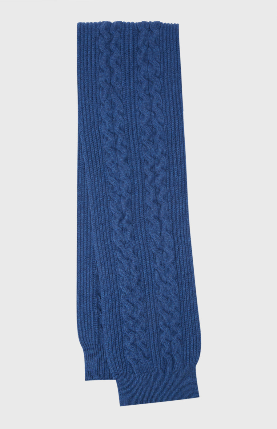 Rib and Cable Wool Scarf in Storm Blue - Pringle of Scotland