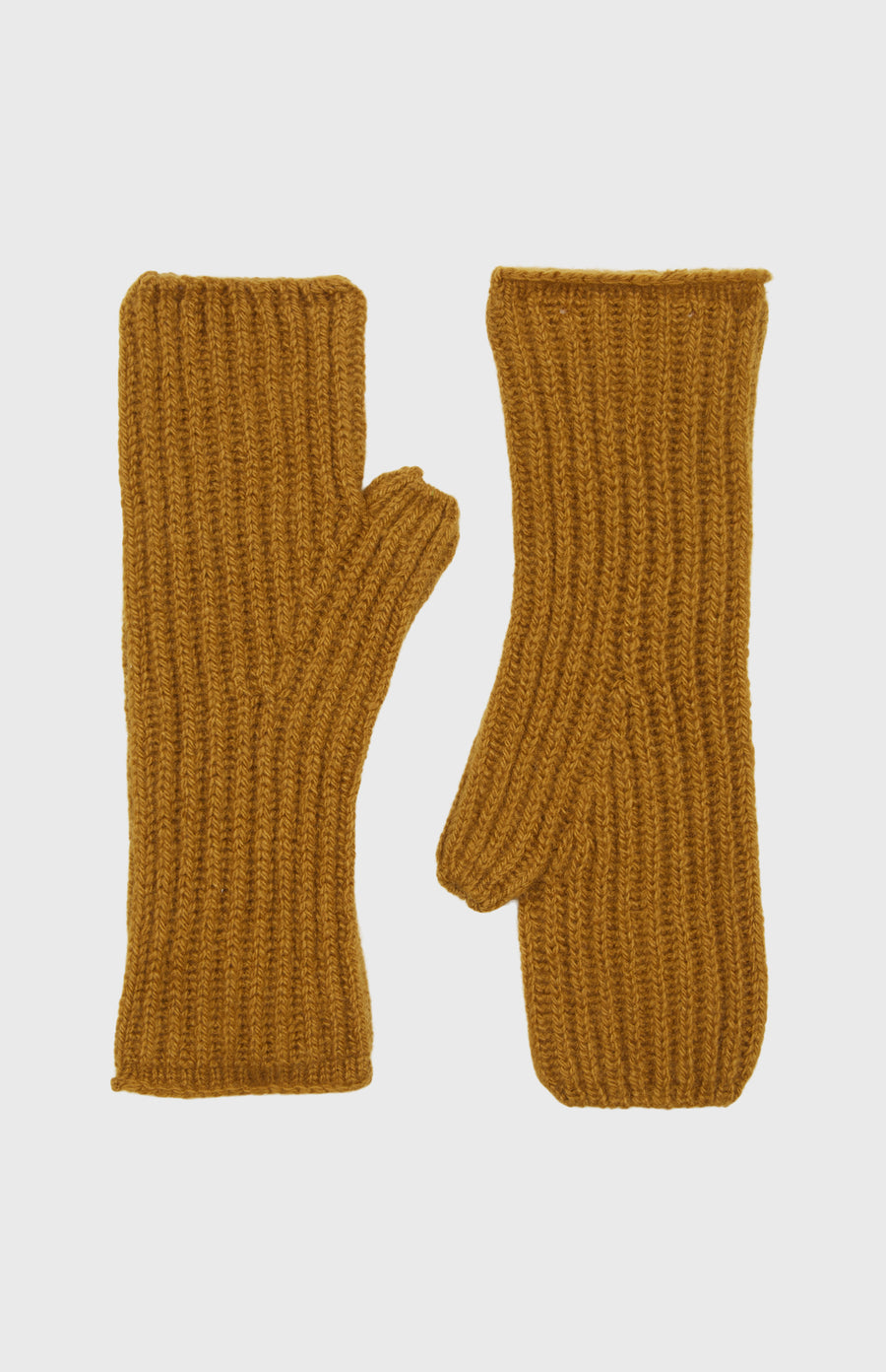 Fisherman's rib Knit Cashmere Wrist Warmers in Mustard - Pringle of Scotland