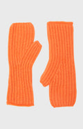 Rib Knit Cashmere Wrist Warmers In Apricot Orange - Pringle of Scotland