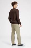 Men's 4 ply Round Neck cashmere jumper in Chocolate rear view - Pringle of Scotland