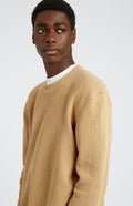 Pringle of Scotland Men's Cotton Sweatshirt Jumper in Sandstorm neck detail