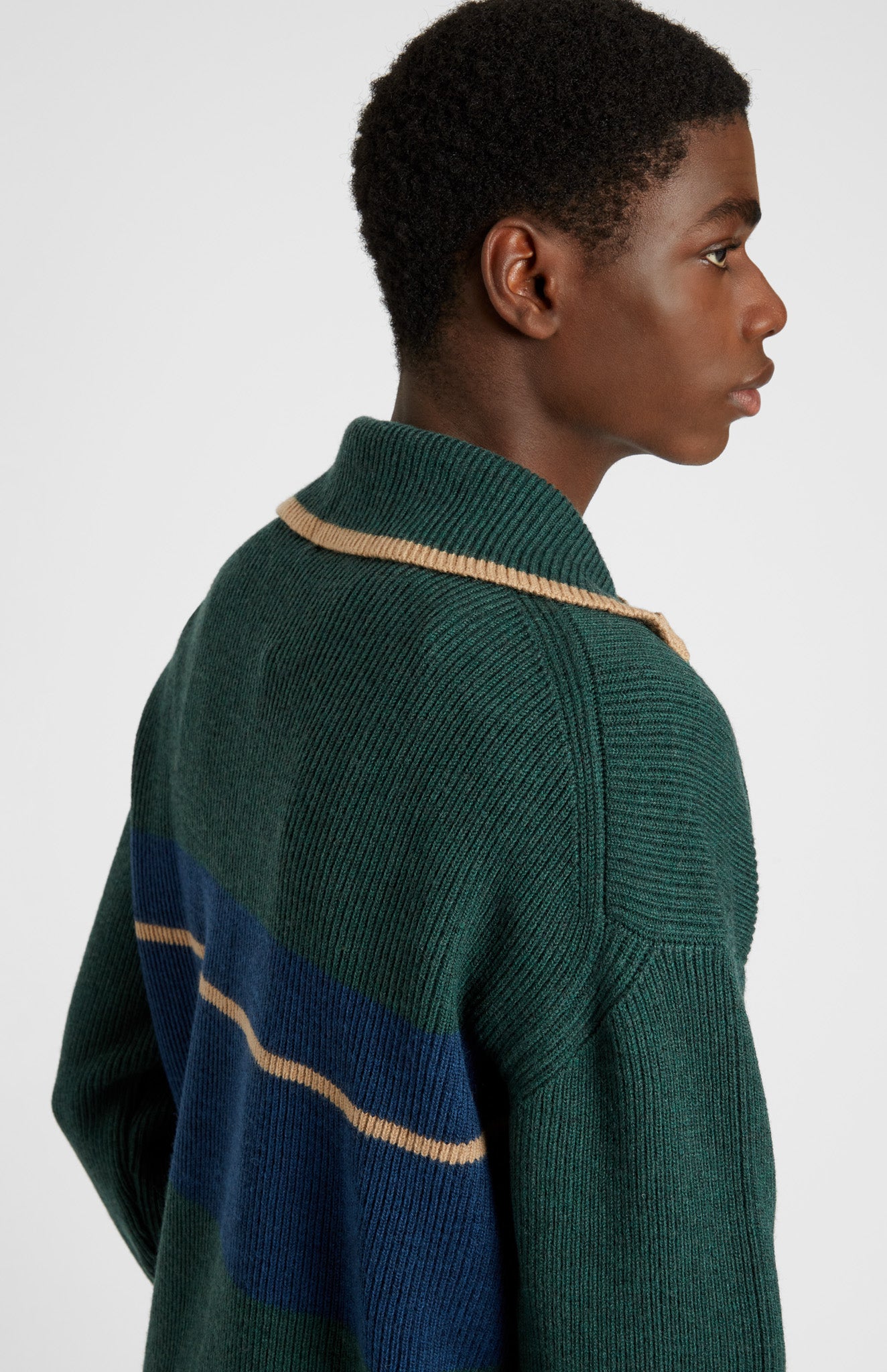 Men's Merino Half Zip Sweater In Dark Bottle Green