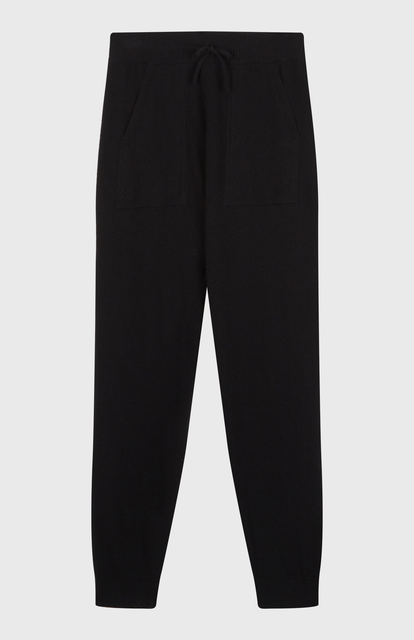 Men's Knitted Merino Cashmere Joggers in Black flat shot - Pringle of Scotland