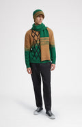 Men's Lambswool Scarf With A Mouline Degrade Effect In Vicuna and Evergreen