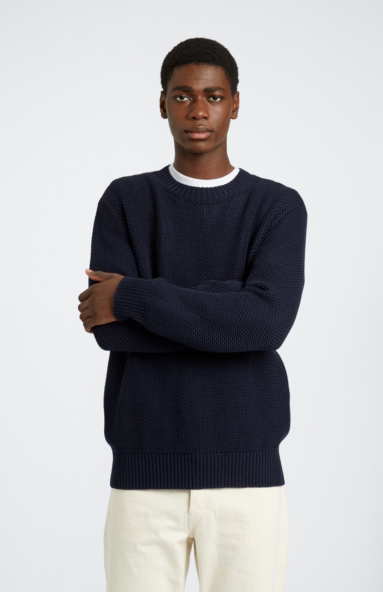 Pringle of Scotland Men's Round Neck Cotton Jumper in Navy