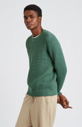 Pringle of Scotland Men's Round Neck Cotton Jumper in Forest Green on model